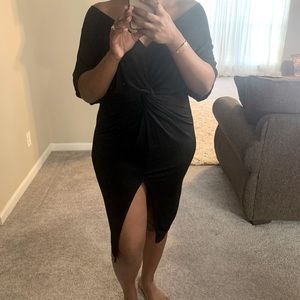 Black From Slit Twist Detail Dress